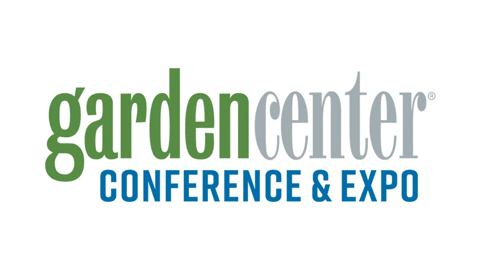 A graphic with green, gray and blue text on a white background that reads Garden Center Conference & Expo.